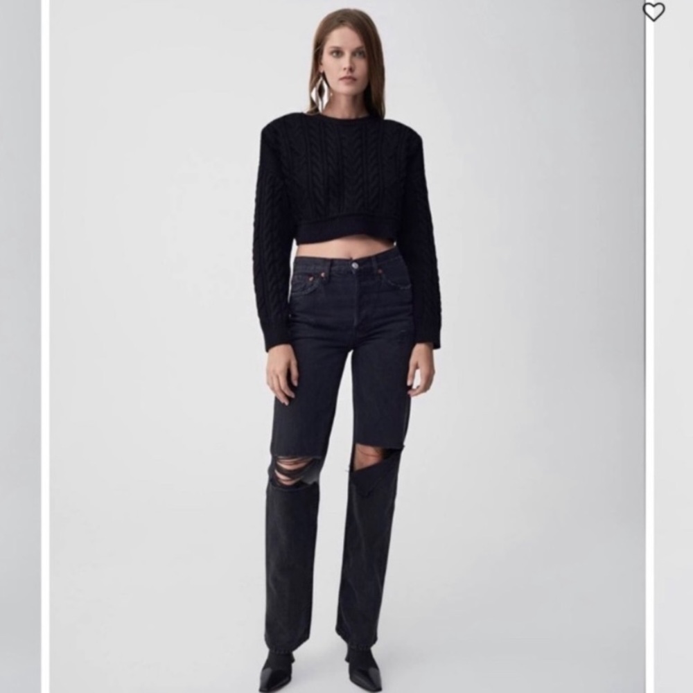 Re/Done High Rise Loose Washed Black with Rips